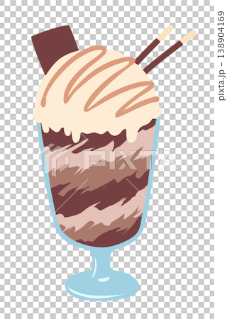 チョコレートパフェのフラットイラスト チョコレートパフェのフラットイラスト 138904169