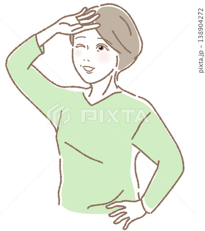 日差しを遮る中高年女性のイラスト 熱中症対策と紫外線ケア 138904272