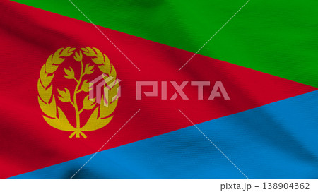 Eritrean flag with vibrant colors representing sovereignty and national pride in a textile display Eritrean flag with vibrant colors representing sovereignty and national pride in a textile display 138904362