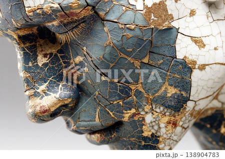 Exploring the beauty of kintsugi through a close up of a human head representation Exploring the beauty of kintsugi through a close up of a human head representation 138904783