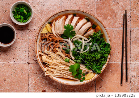 Asian miso ramen noodle soup. 138905228