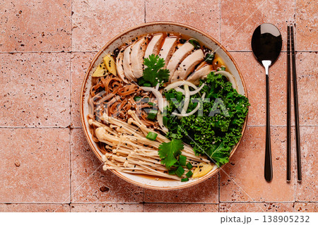Asian miso ramen noodle soup. Asian miso ramen noodle soup. 138905232