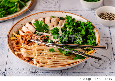 Asian miso ramen noodle soup. Asian miso ramen noodle soup. 138905235