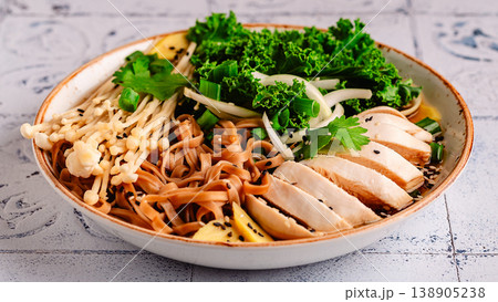Asian miso ramen noodle soup. 138905238