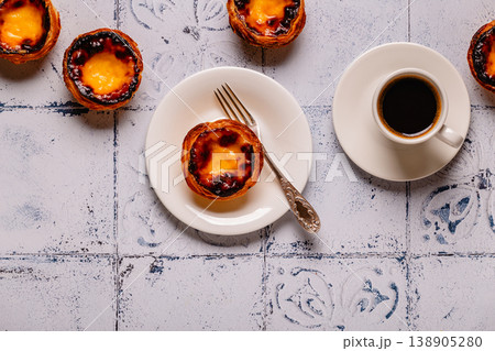 Egg tart, traditional Portuguese dessert, pastel. Egg tart, traditional Portuguese dessert, pastel. 138905280