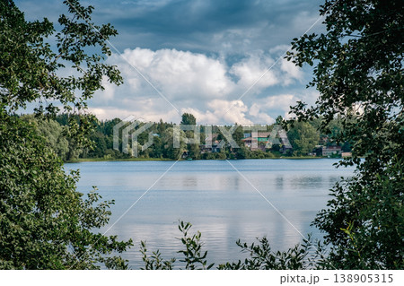 Beautiful forest lake in Russia. Beautiful forest lake in Russia. 138905315