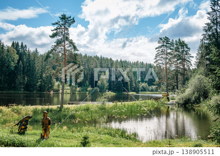 Beautiful forest lake in Russia. Beautiful forest lake in Russia. 138905511