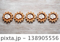 Wooden Gears with Brain Icons . Intelligence, Productivity, and Innovation Concept 138905556