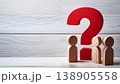 Group Facing a Large Red Question Mark , Uncertainty and Problem Solving Concept 138905558