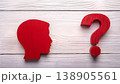 Red Human Head Silhouette with Question Mark , Thinking and Decision Concept 138905561