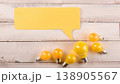 Yellow Light Bulbs and Blank Speech Bubble , Creativity, Communication, and Idea Sharing Concept 138905567