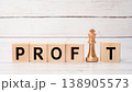 Wooden Blocks Spelling PROFIT with King Chess Piece , Business Strategy and Financial Success Concept 138905573