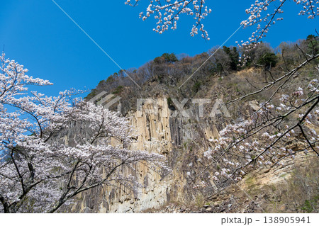 材木岩と満開の桜 材木岩と満開の桜 138905941
