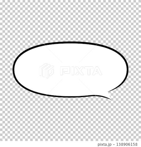A simple, horizontally elongated oval speech bubble illustration (on a white background). A simple, horizontally elongated oval speech bubble illustration (on a white background). 138906158