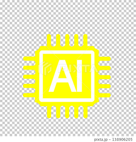 人工知能とテクノロジーを象徴するAIチップアイコン(黄色) 人工知能とテクノロジーを象徴するAIチップアイコン(黄色) 138906205