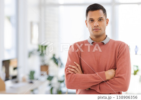 Portrait, proud businessman in office with future, vision and ambition on blurred background. Face, worker and guy leader focused on career, goal and idea while advertising, space and copy space Portrait, proud businessman in office with future, vision and ambition on blurred background. Face, worker and guy leader focused on career, goal and idea while advertising, space and copy space 138906356
