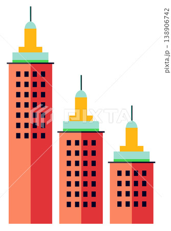 Three skyscrapers standing tall in modern cityscape 138906742
