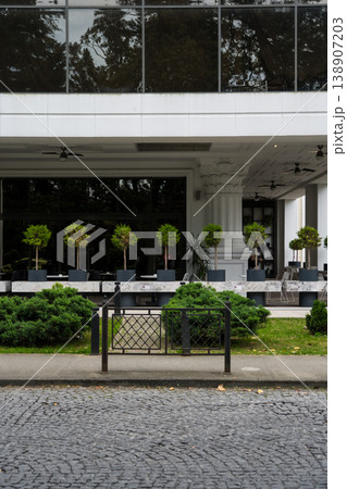 Outdoor terrace of an expensive restaurant in Batumi 138907203