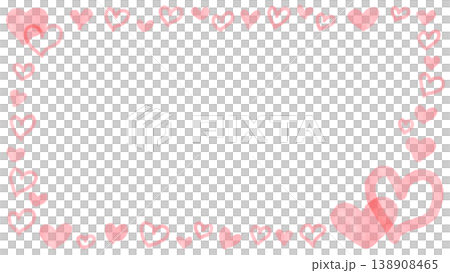 水彩風赤いハートのフレーム背景|手描き・余白・透過・かわいい 水彩風赤いハートのフレーム背景|手描き・余白・透過・かわいい 138908465