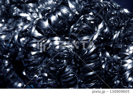 Close up of steel wool metal sponge springs wire 138909605