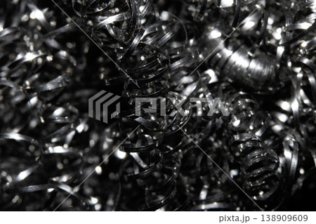 Close up of steel wool metal sponge springs wire 138909609