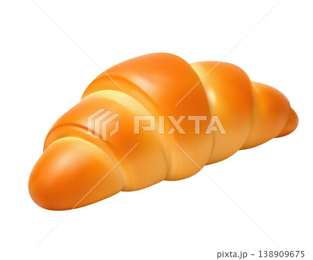 3d Buttery croissant pastry isolated on white background 138909675