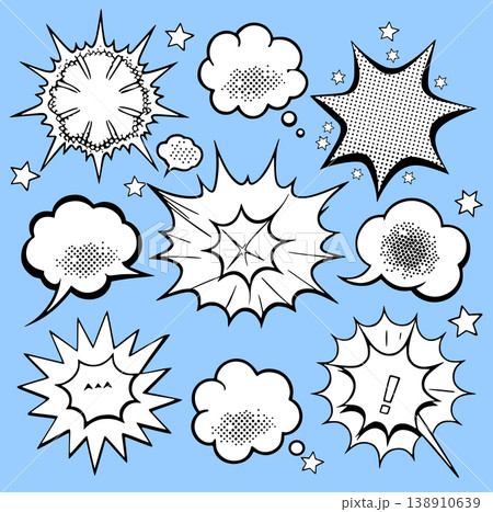Comic speech bubbles on a various styles of underground comix texture 138910639