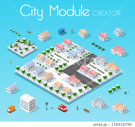 Isometric set module city Isometric set module city 138910790