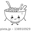 Cute Flakes Bowl Coloring Page 138910929