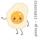 Cute Fried Egg Character 138910932