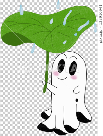 ghost carrying leaves in the rain	 138910941