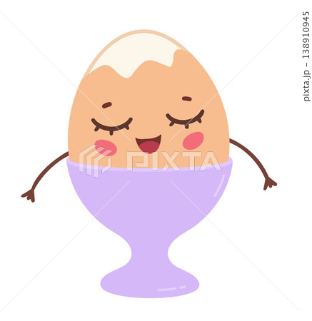 Cute Soft Boiled Egg Character Cute Soft Boiled Egg Character 138910945
