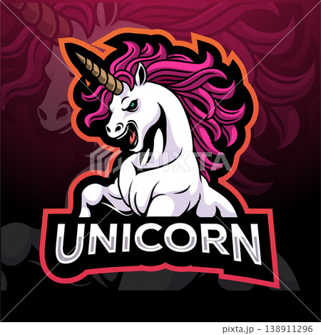 Unicorn esport mascot logo design 138911296