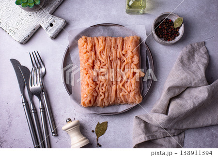 Raw fresh uncooked minced meat Raw fresh uncooked minced meat 138911394