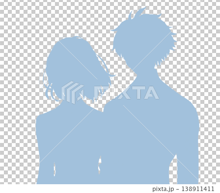Silhouettes of male and female students in blazers, side by side. Silhouettes of male and female students in blazers, side by side. 138911411