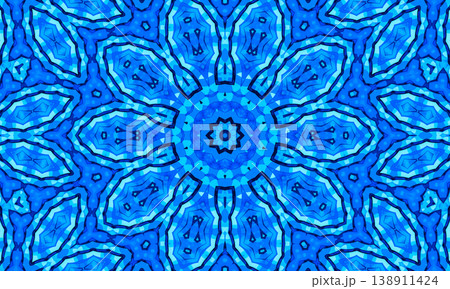 Blue kaleidoscopic background with abstract pattern Blue kaleidoscopic background with abstract pattern 138911424