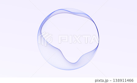 Minimal blue wave sphere on light background with airy transparent lines, soft abstract motion and clean futuristic balance. 138911466