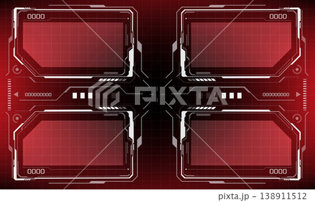 HUD sci-fi interface screen view white circular geometric design virtual futuristic technology creative display on red vector HUD sci-fi interface screen view white circular geometric design virtual futuristic technology creative display on red vector 138911512