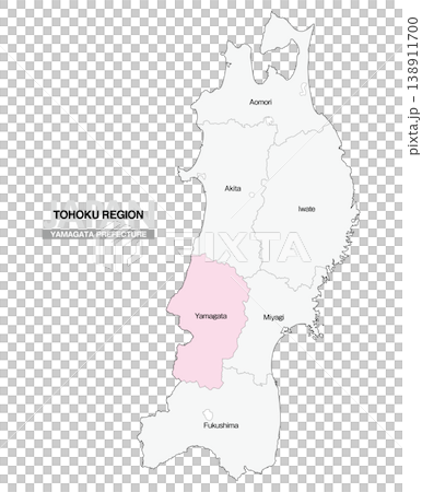 [Map of Japan] Location map of Yamagata Prefecture in the Tohoku region, including the prefecture name (English) 138911700
