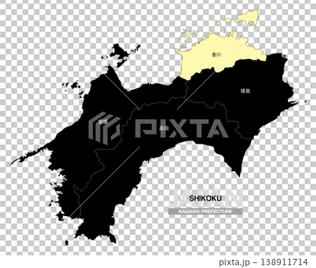 [Map of Japan] Location map of Kagawa Prefecture in Shikoku, including the prefecture name. 138911714