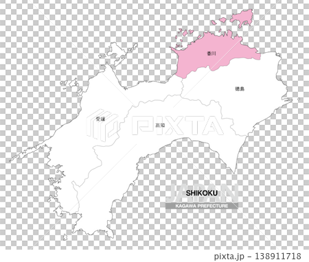 [日本地図] 四国の香川県の県名入り位置地図 138911718