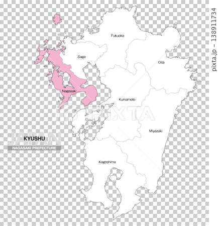【日本地圖】九州長崎縣位置圖,包含縣名(英文) 【日本地圖】九州長崎縣位置圖,包含縣名(英文) 138911734