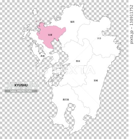 【日本地圖】九州佐賀縣位置圖,包括縣名。 【日本地圖】九州佐賀縣位置圖,包括縣名。 138911752