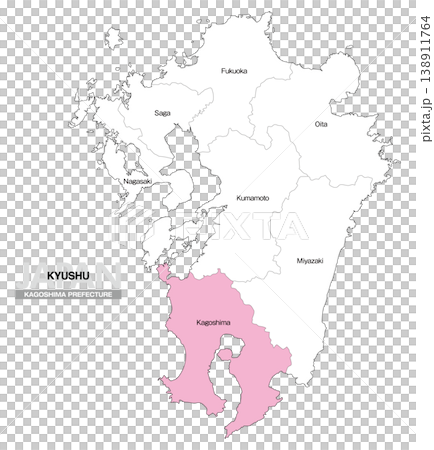 [日本地圖] 顯示九州鹿兒島縣位置的地圖（英文） 138911764