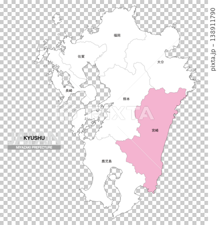 【日本地圖】九州宮崎縣位置圖,包括縣名。 【日本地圖】九州宮崎縣位置圖,包括縣名。 138911790
