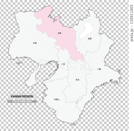 【日本地圖】關西地區京都府位置圖,包括都道府縣名稱。 【日本地圖】關西地區京都府位置圖,包括都道府縣名稱。 138911805