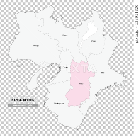 【日本地圖】關西地區:地圖顯示了奈良縣的位置及其名稱(英文) 【日本地圖】關西地區:地圖顯示了奈良縣的位置及其名稱(英文) 138911820