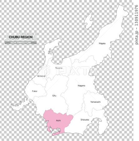 [Map of Japan] Location map of Aichi Prefecture in the Chubu region (English) 138911976