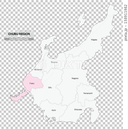 【日本地圖】中部地區福井縣位置圖(英文) 【日本地圖】中部地區福井縣位置圖(英文) 138911982