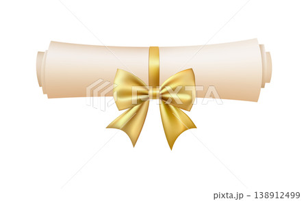 3d diploma scroll icon. Diploma with golden bow. 138912499
